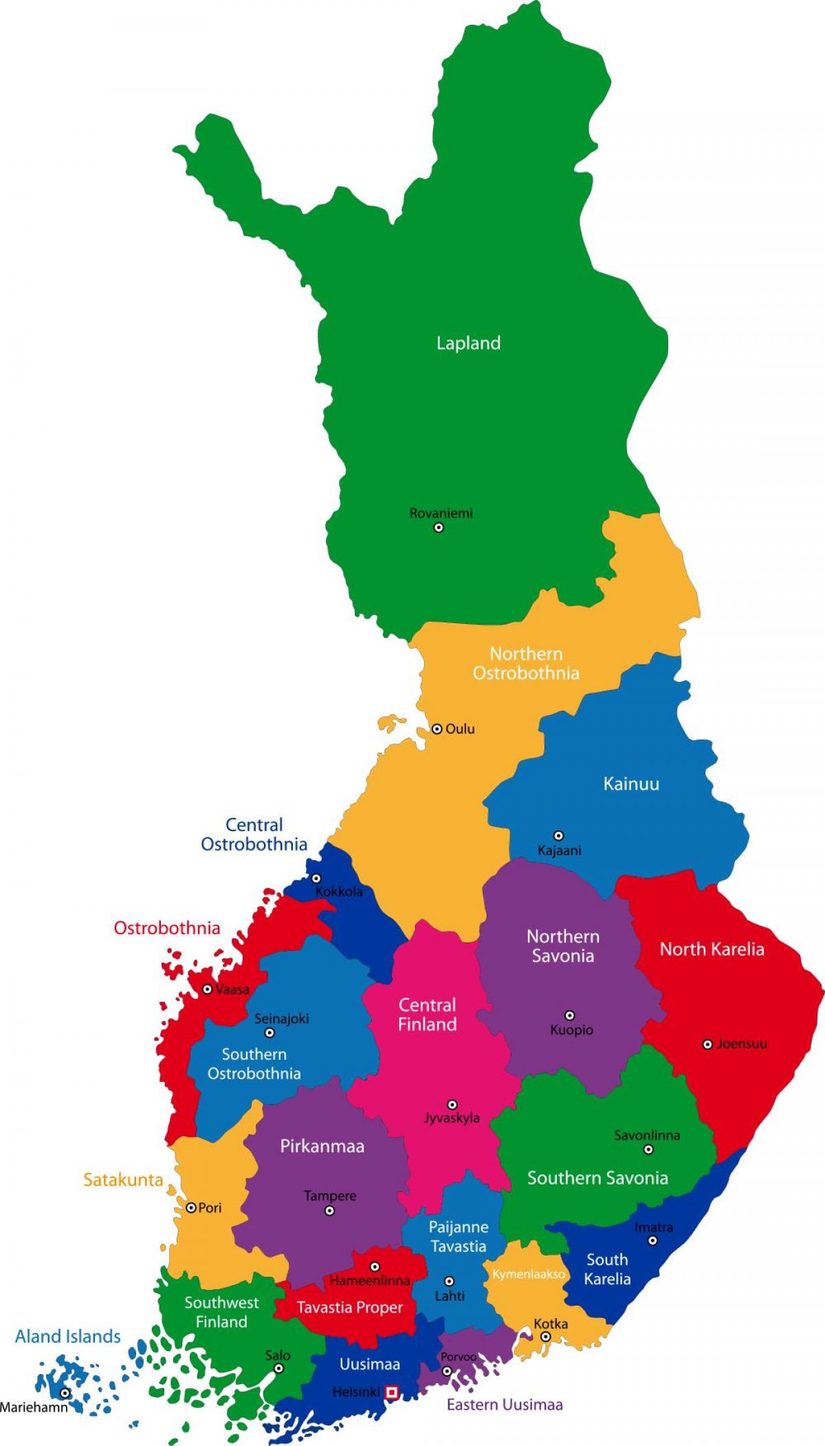 フィンランドの地域地図 フィンランド州の図 北欧のヨーロッパ