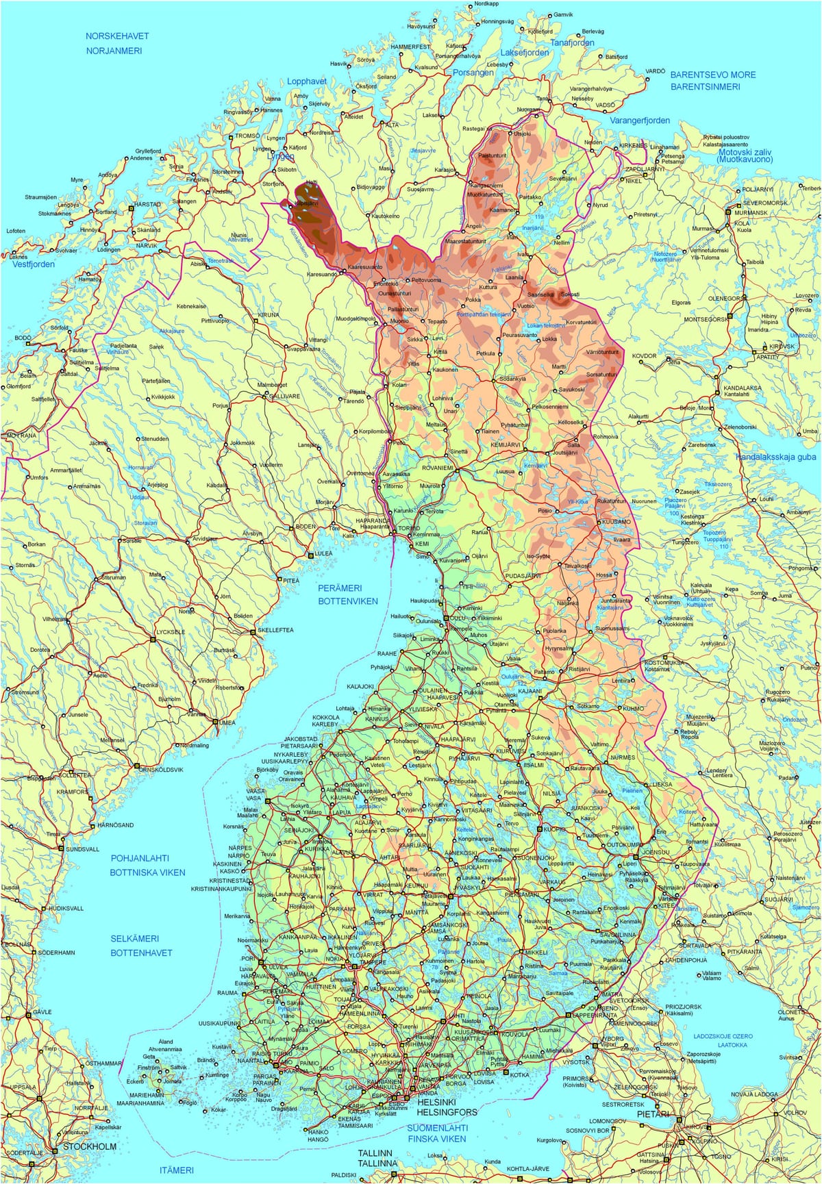 地図の道路フィンランド