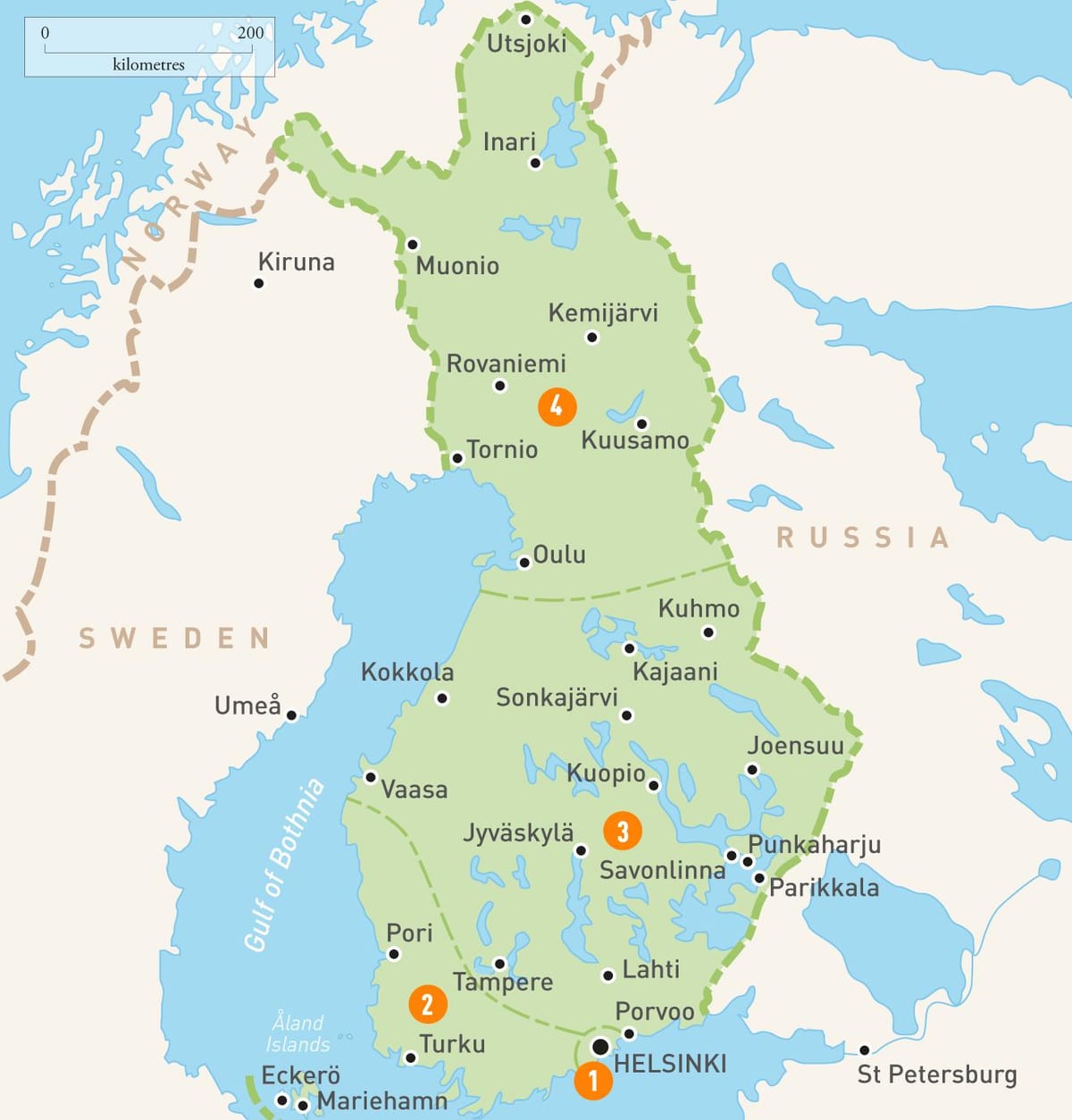 地図のフィンランド湖