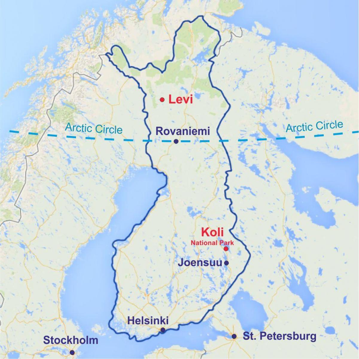 フィンランドリーバイスの地図