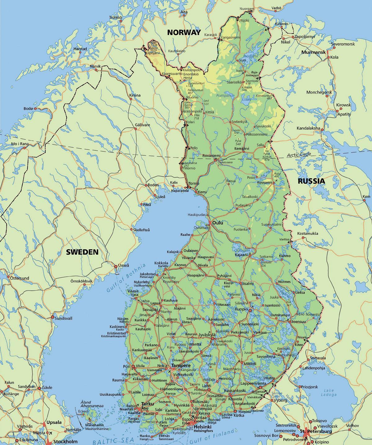 地図の北極圏フィンランド