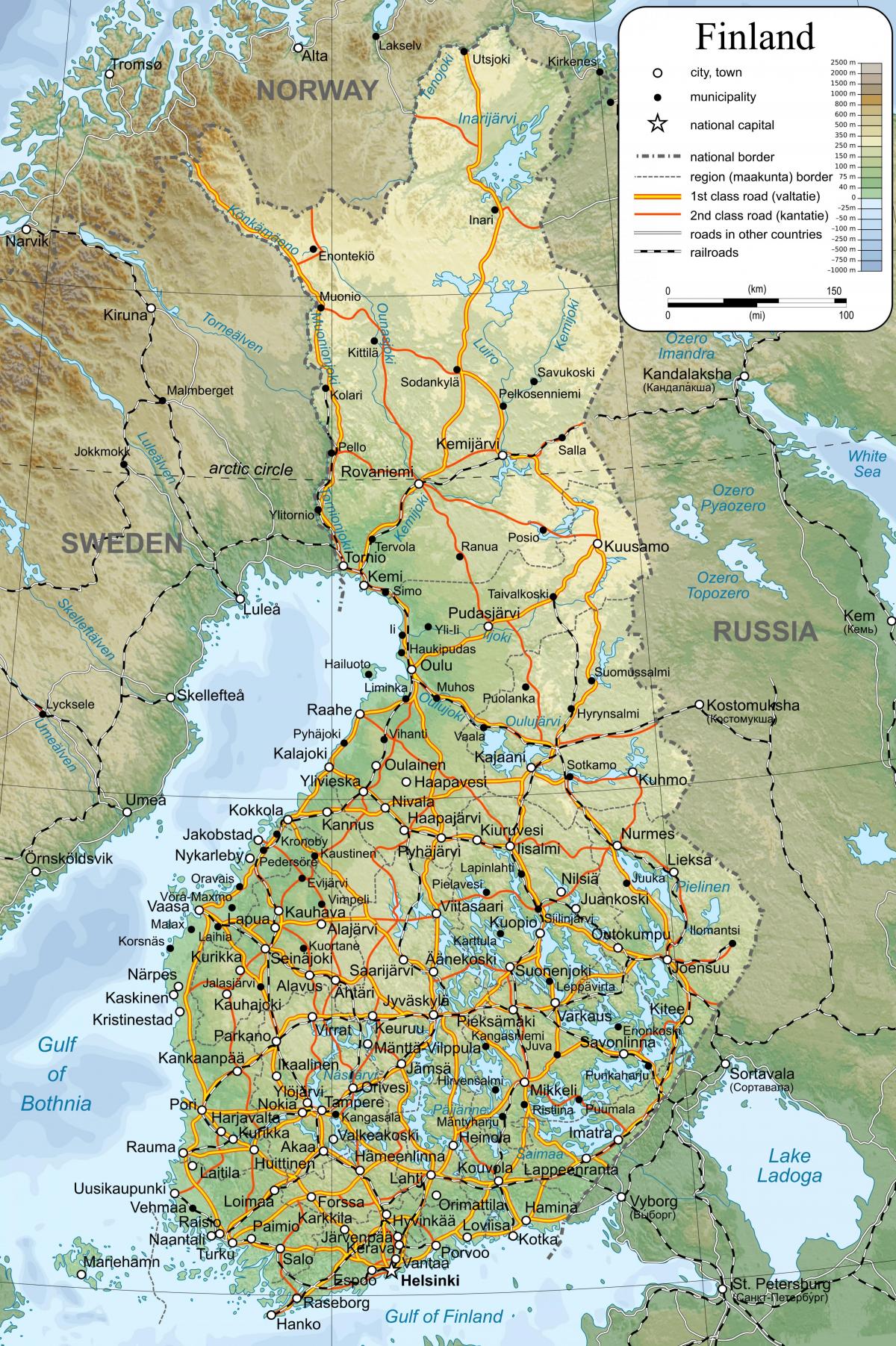 地図の詳しい地図はフィンランド