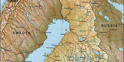 地図のフィンランドの地形