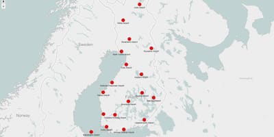 地図のフィンランド空港